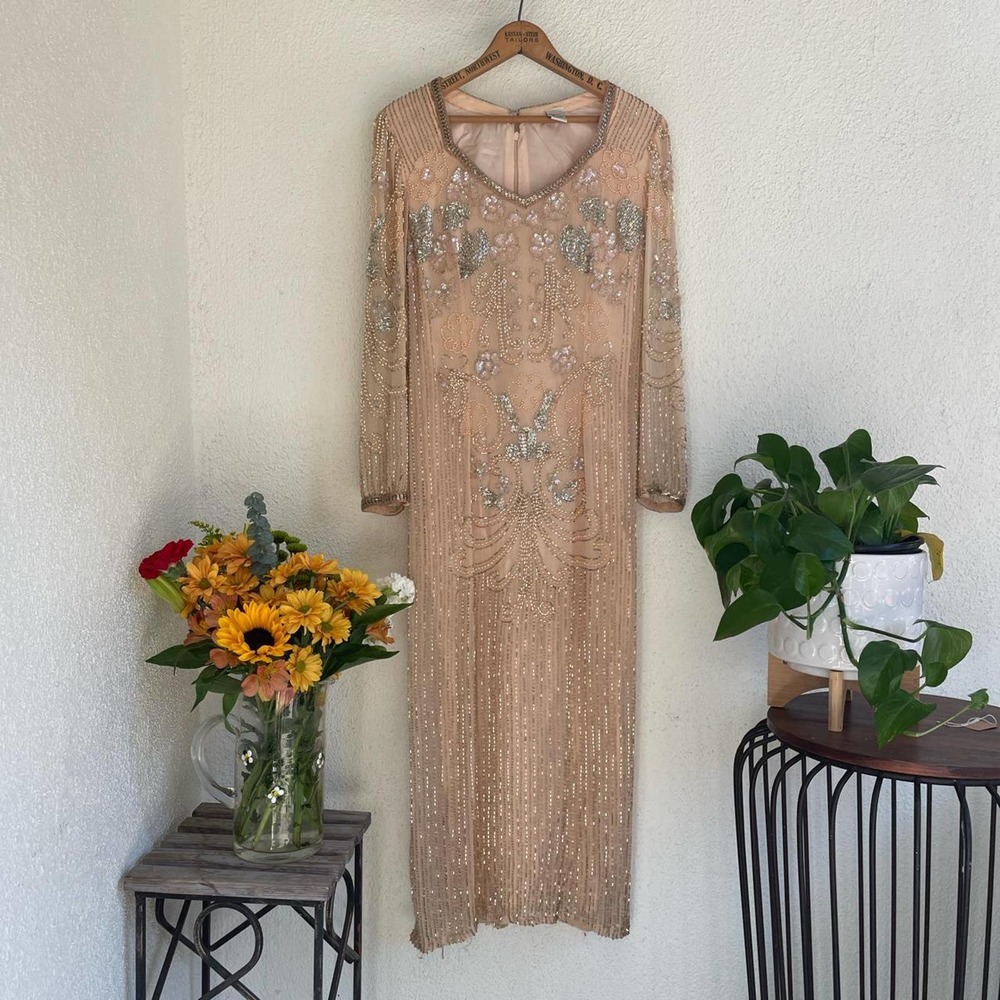 Vintage New Years beaded silk long sleeve